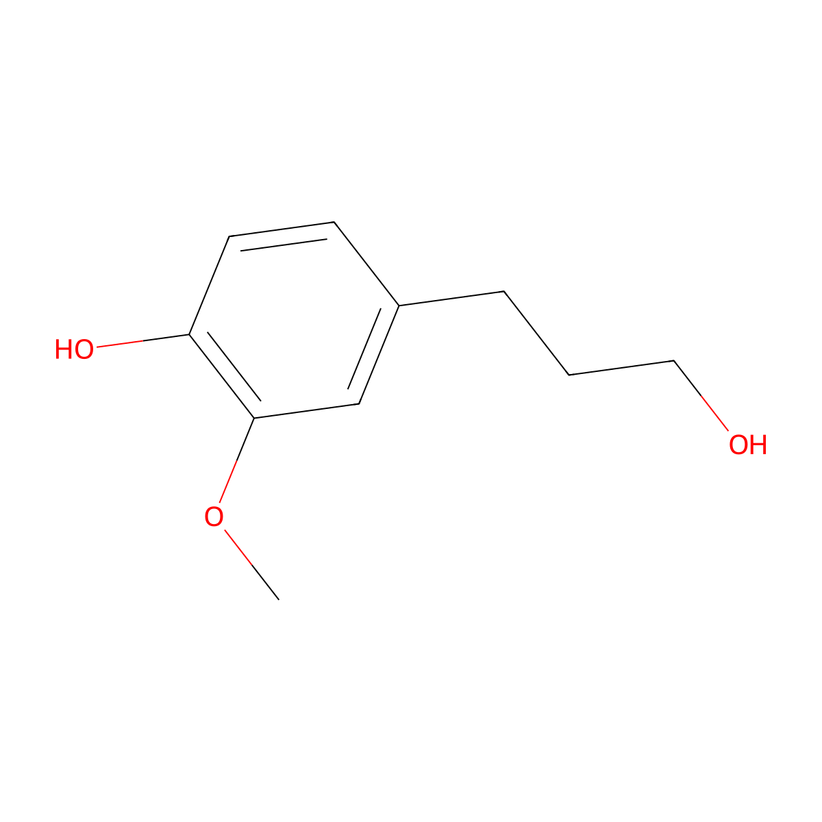 Dihydroconiferyl alcohol molecular structure, CAS 2305-13-7