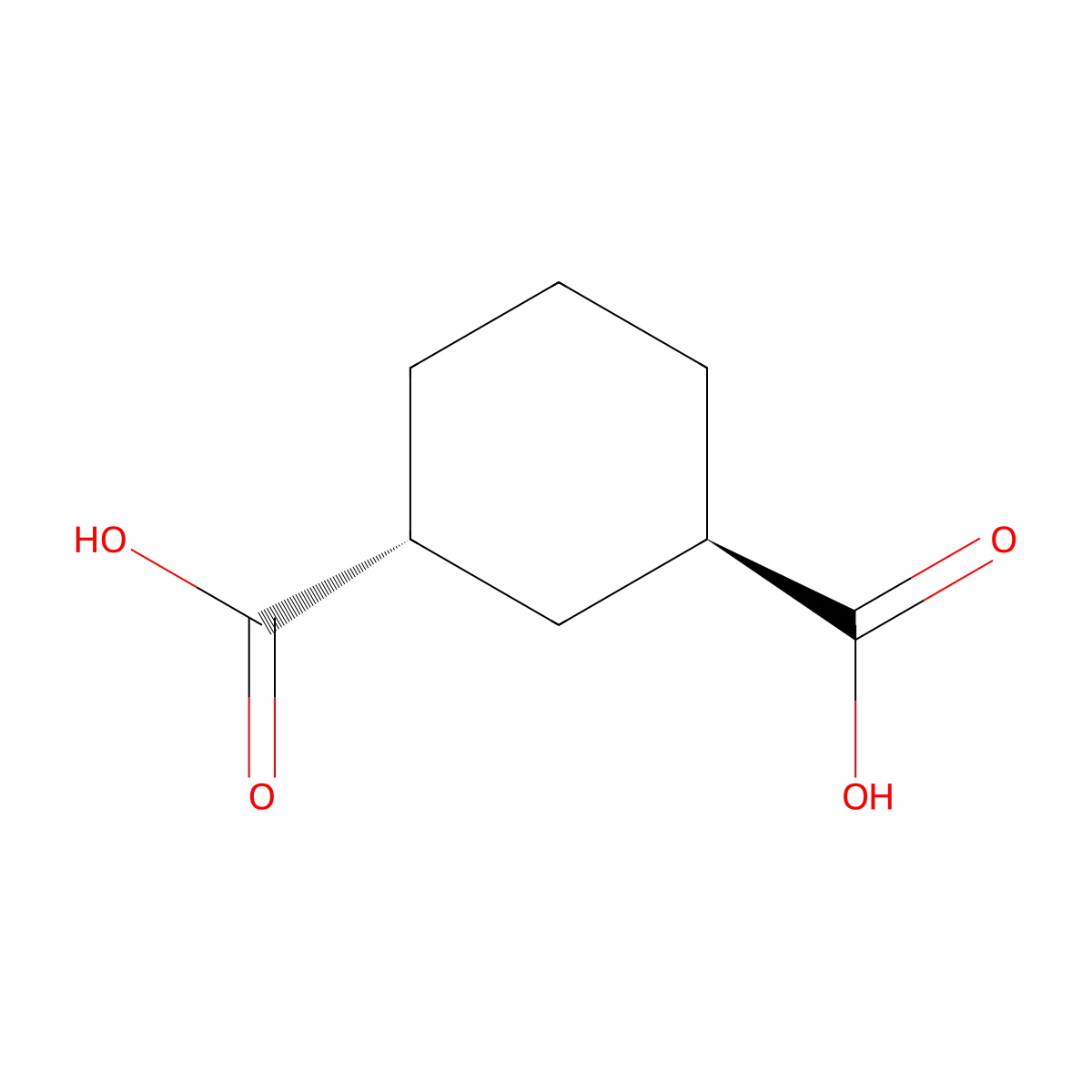 1,3-Cyclohexanedicarboxylic acid, trans- molecular structure, CAS 2305-30-8