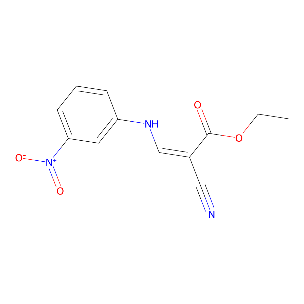Ethyl 2-cyano-3-(3-nitroanilino)prop-2-enoate molecular structure, CAS 2305-71-7