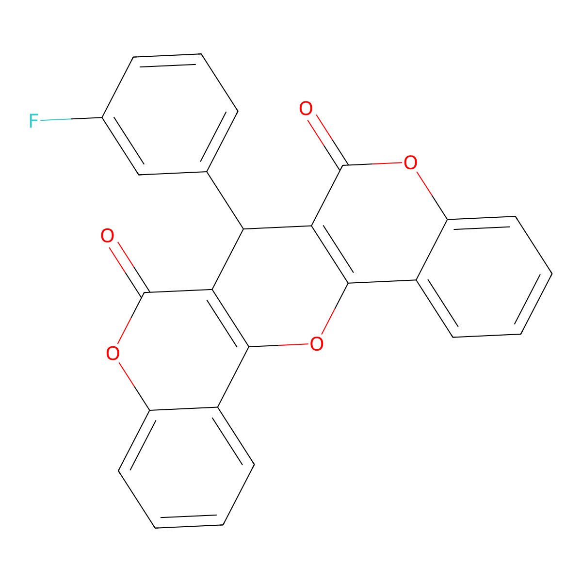 7-(3-fluorophenyl)-6H-pyrano[3,2-c:5,6-c']dichromene-6,8(7H)-dione molecular structure, CAS 23050-16-0