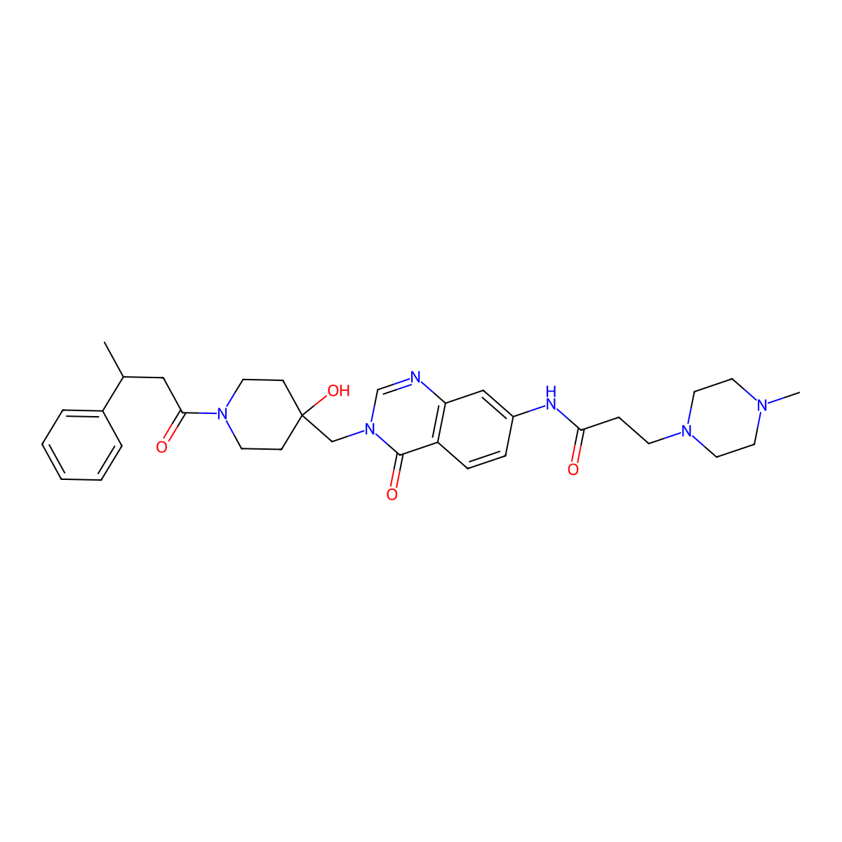 N-[3-({4-hydroxy-1-[(3R)-3-phenylbutanoyl]piperidin-4-yl}methyl)-4-oxo-3,4-dihydroquinazolin-7-yl]-3-(4-methylpiperazin-1-yl)propanamide molecular structure, CAS 2305045-76-3