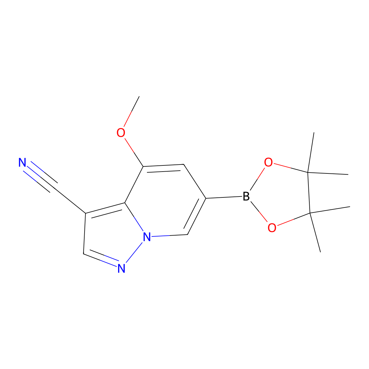4-Methoxy-6-(4,4,5,5-tetramethyl-1,3,2-dioxaborolan-2-yl)pyrazolo[1,5-a]pyridine-3-carbonitrile molecular structure, CAS 2305070-02-2