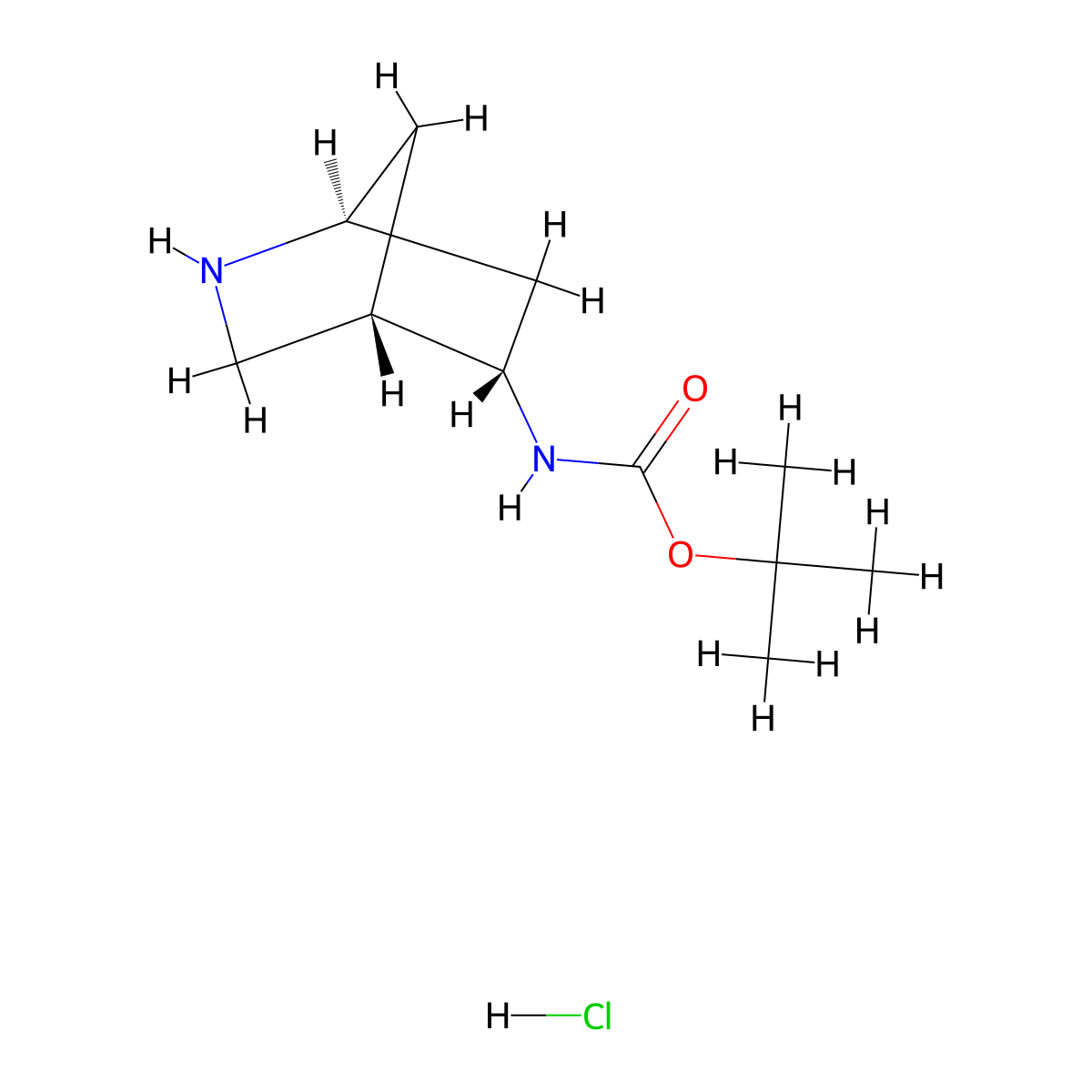 tert-Butyl ((1S,4S,5S)-2-azabicyclo[2.2.1]heptan-5-yl)carbamate hydrochloride molecular structure, CAS 2305078-77-5
