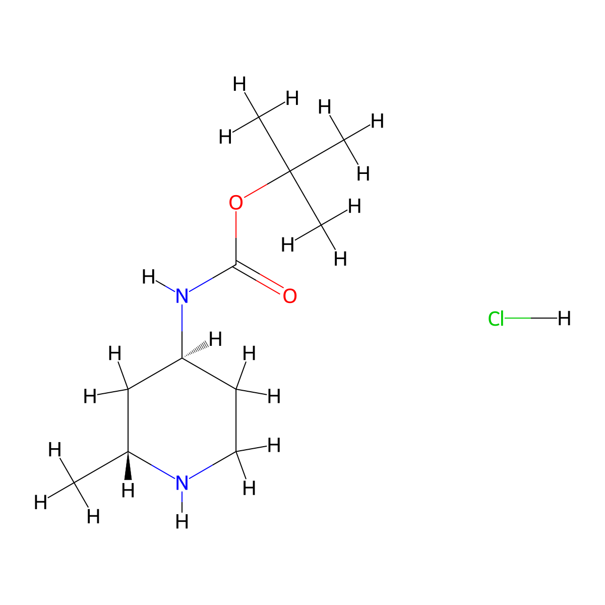tert-Butyl ((2R,4S)-2-methylpiperidin-4-yl)carbamate hydrochloride molecular structure, CAS 2305078-79-7