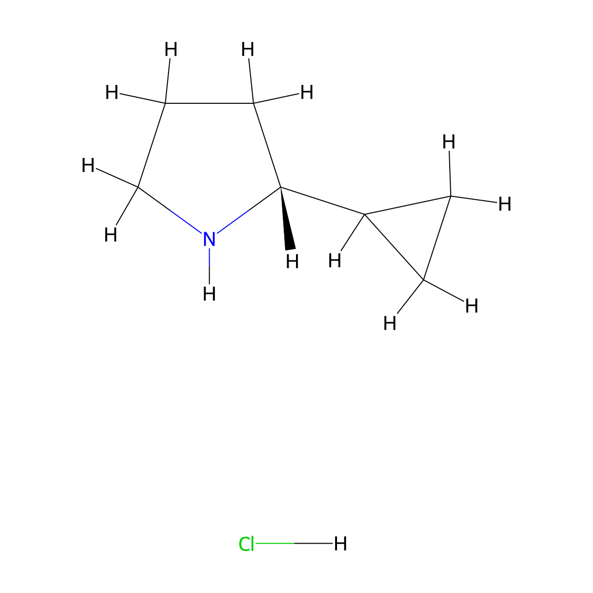 (2R)-2-cyclopropylpyrrolidine hydrochloride molecular structure, CAS 2305078-83-3