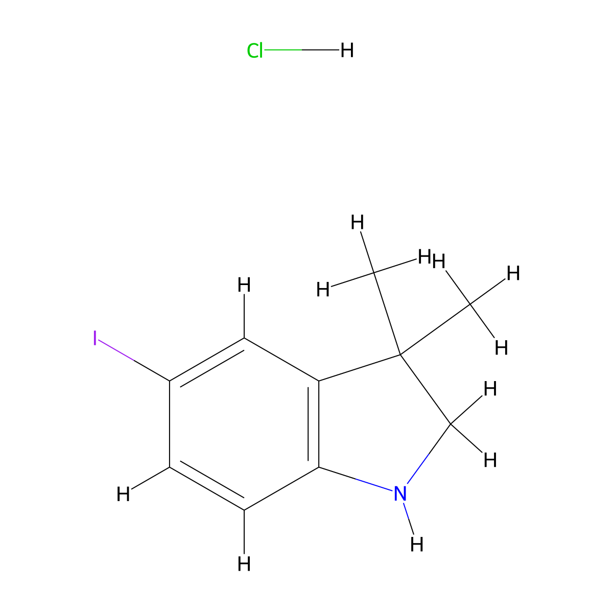 5-Iodo-3,3-dimethyl-2,3-dihydro-1H-indole hydrochloride molecular structure, CAS 2305079-29-0