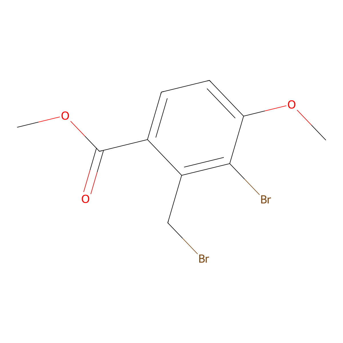 3-Bromo-2-bromomethyl-4-methoxy-benzoic acid methyl ester molecular structure, CAS 2305079-30-3