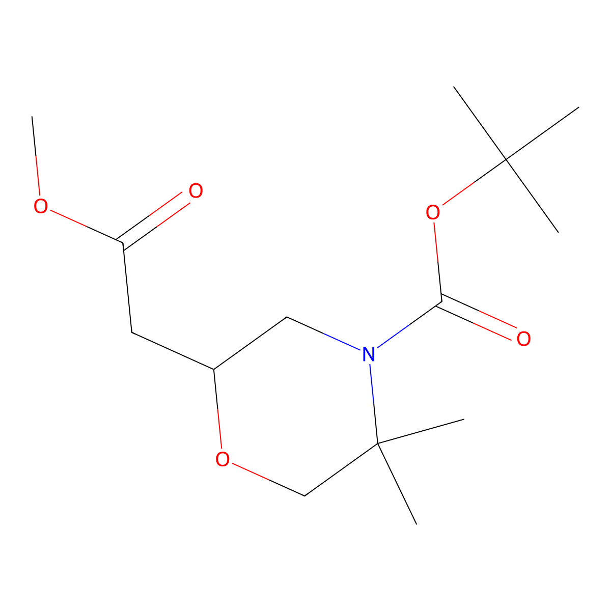 2-Methoxycarbonylmethyl-5,5-dimethyl-morpholine-4-carboxylic acid tert-butyl ester molecular structure, CAS 2305079-44-9
