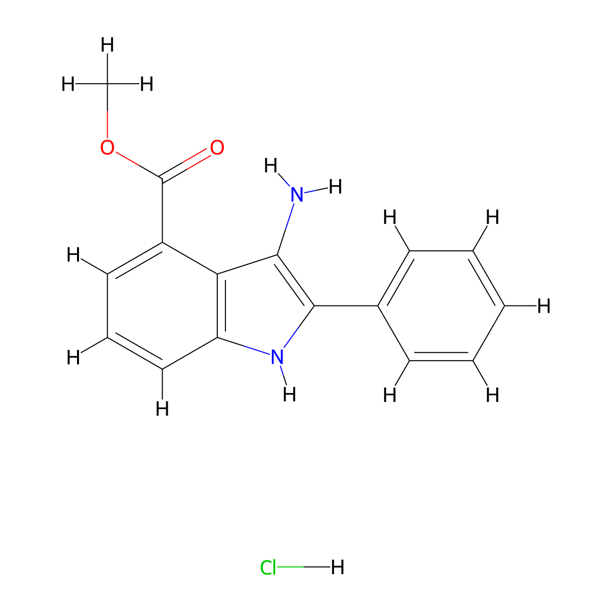 3-Amino-2-phenyl-1H-indole-4-carboxylic acid methyl ester hydrochloride molecular structure, CAS 2305079-54-1