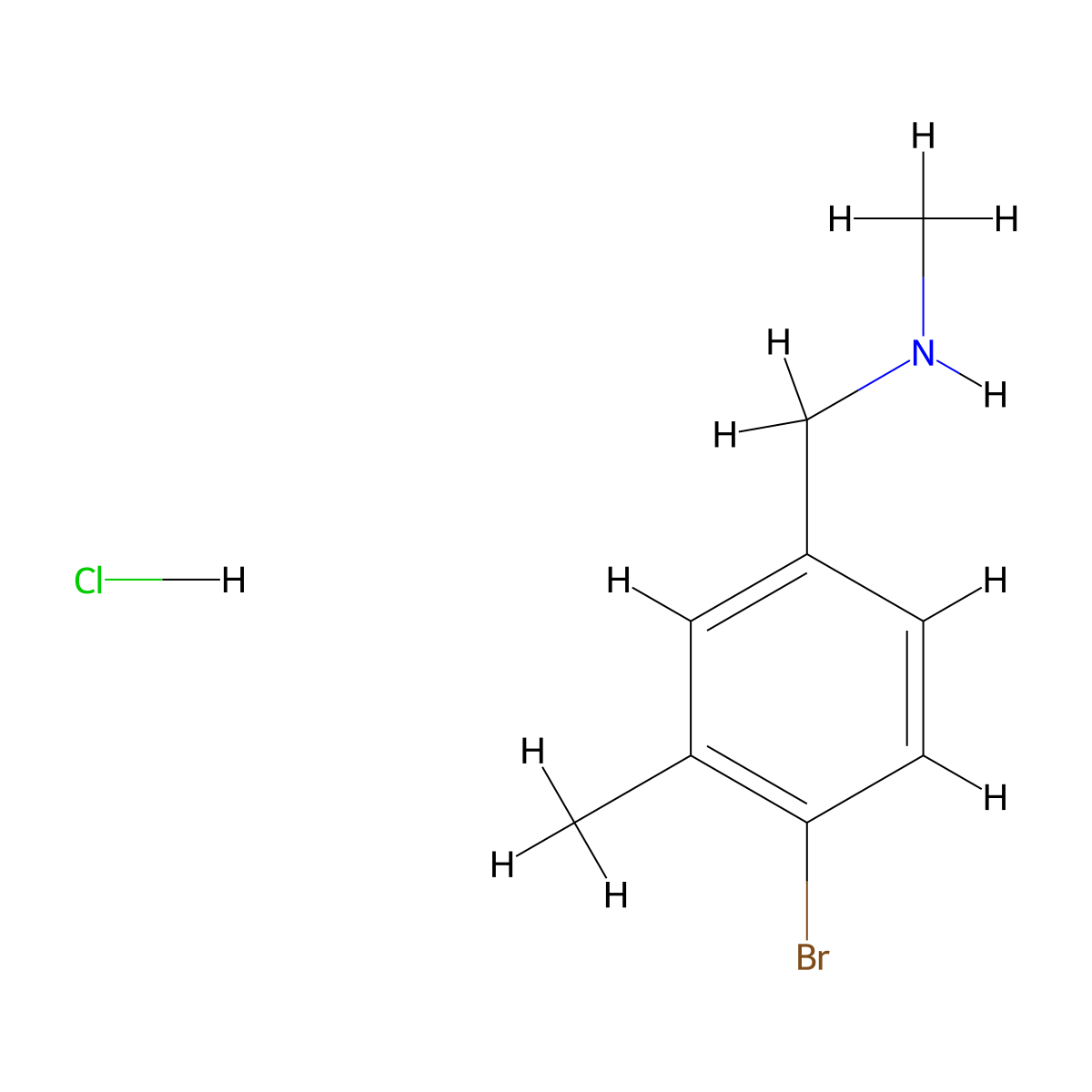 (4-Bromo-3-methyl-benzyl)-methyl-amine hydrochoride molecular structure, CAS 2305079-73-4