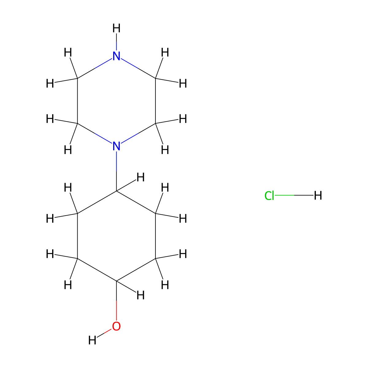 cis-4-Piperazin-1-yl-cyclohexanol hydrochloride molecular structure, CAS 2305079-76-7