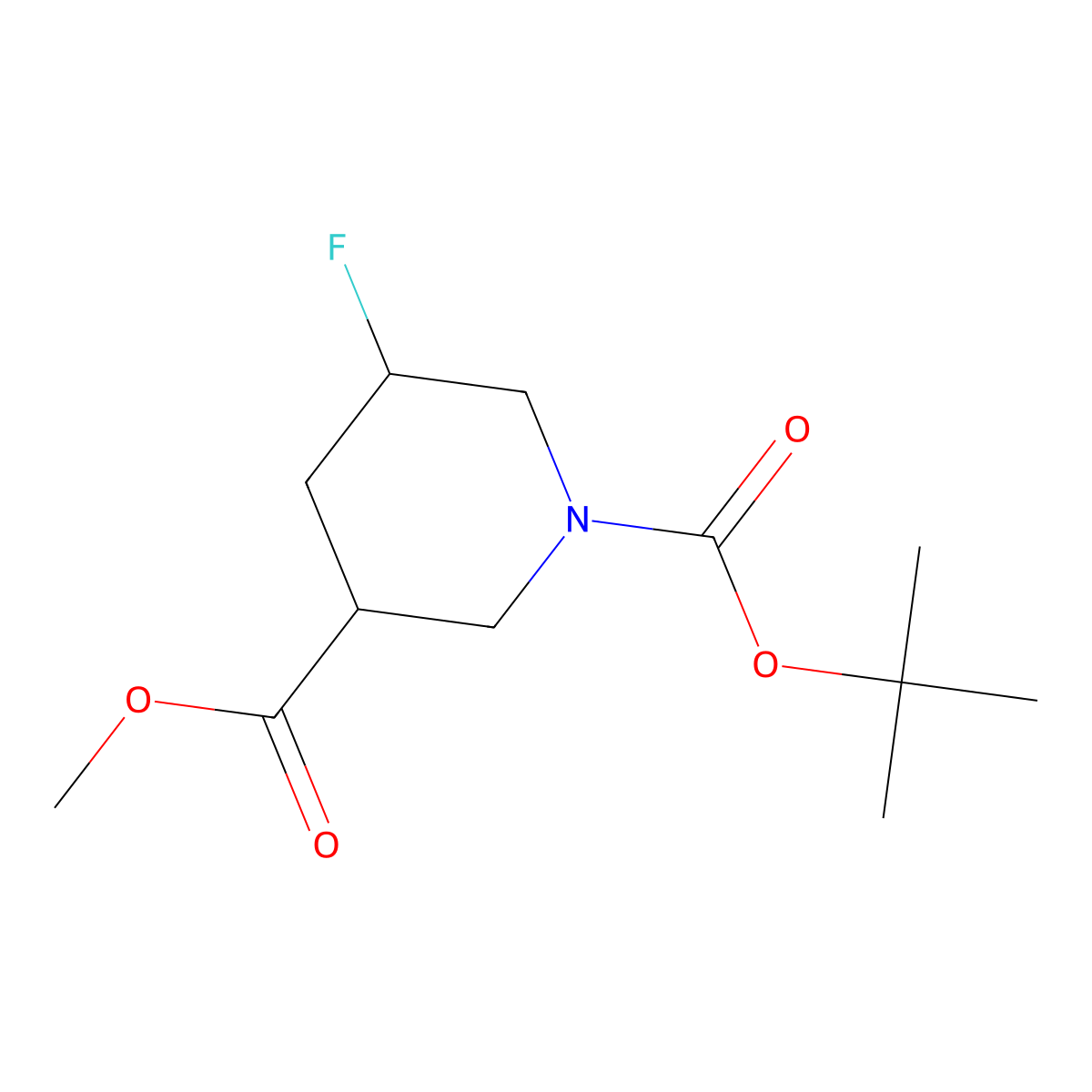 O1-tert-butyl O3-methyl cis-5-fluoropiperidine-1,3-dicarboxylate molecular structure, CAS 2305079-84-7