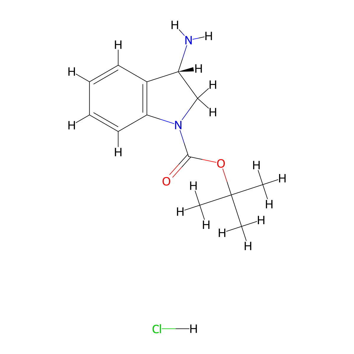 tert-Butyl (S)-3-aminoindoline-1-carboxylate hydrochloride molecular structure, CAS 2305080-42-4