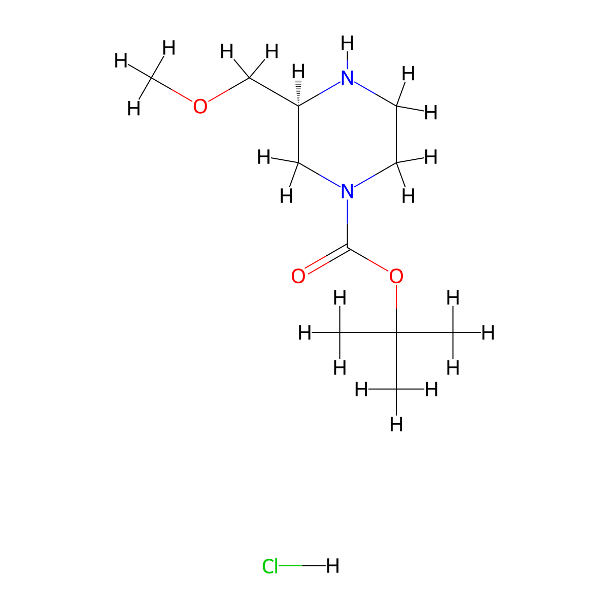 (S)-3-Methoxymethyl-piperazine-1-carboxylic acid tert-butyl ester hydrochloride molecular structure, CAS 2305080-46-8