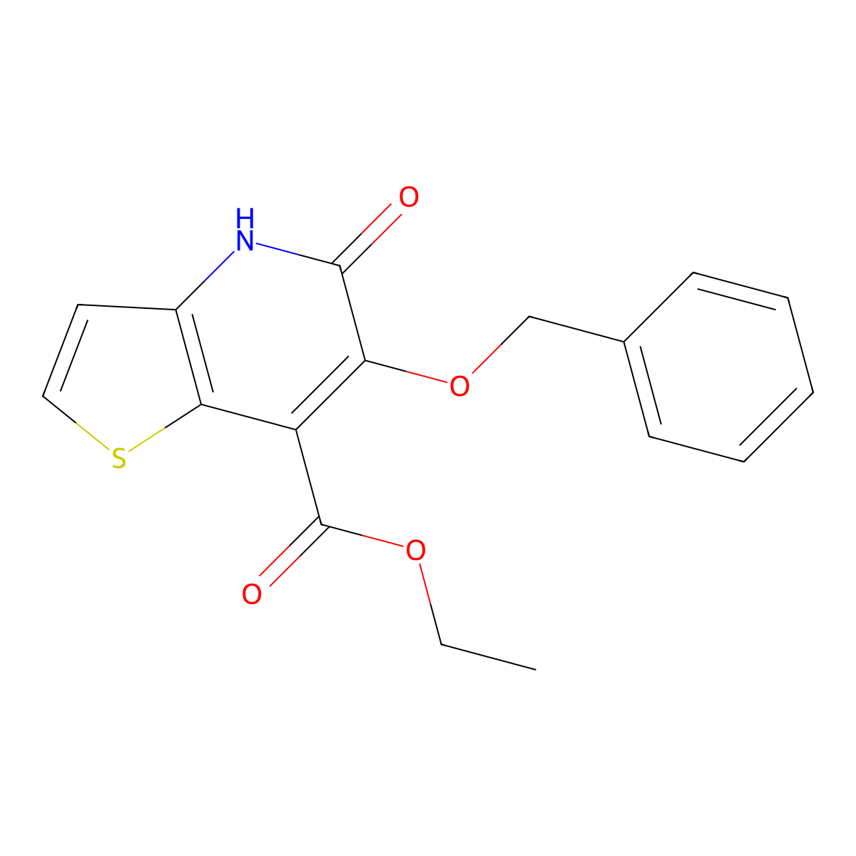 Ethyl 6-(benzyloxy)-5-oxo-4,5-dihydrothieno[3,2-B]pyridine-7-carboxylate molecular structure, CAS 2305131-62-6