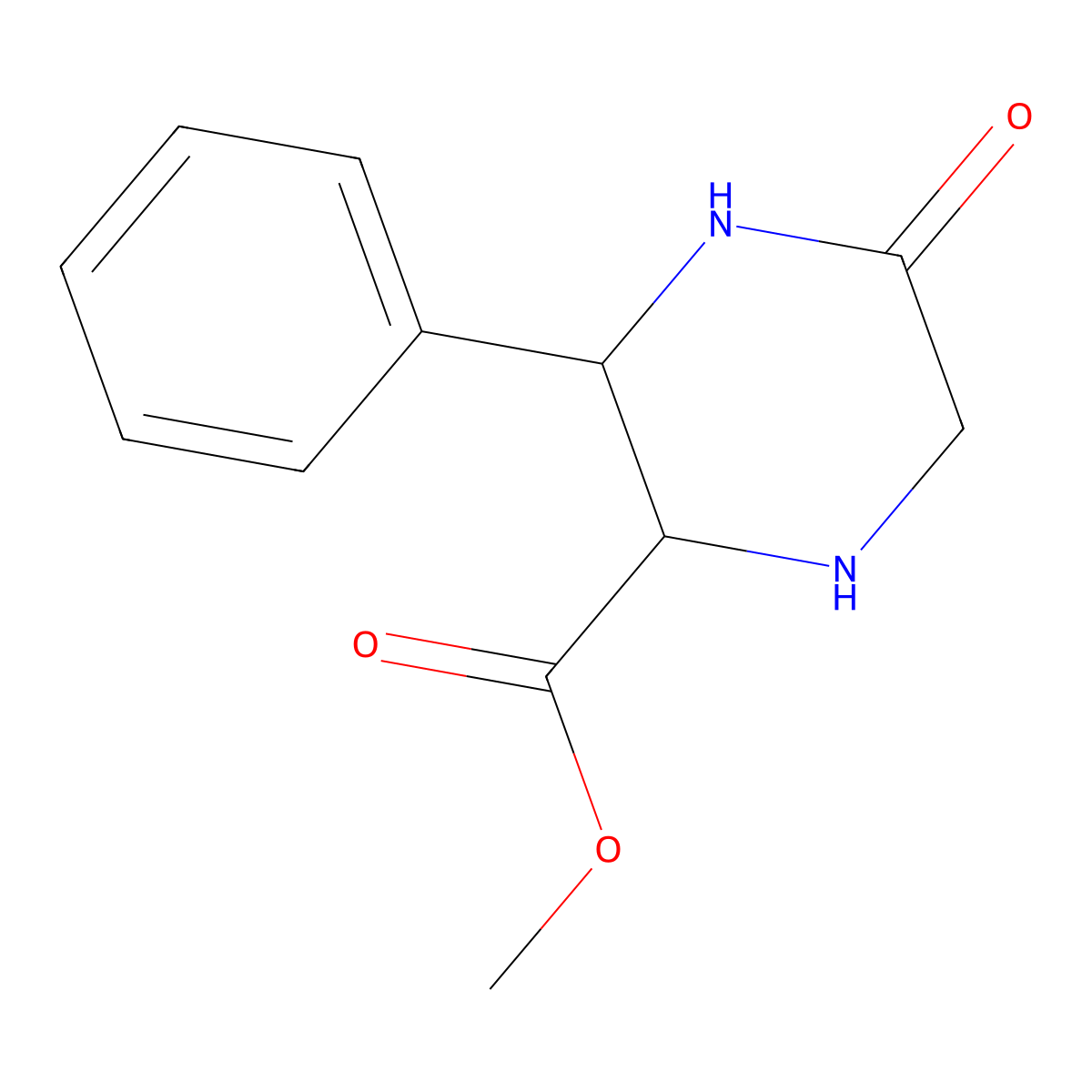 rac-methyl(2R,3S)-5-oxo-3-phenylpiperazine-2-carboxylate,trans molecular structure, CAS 2305184-92-1