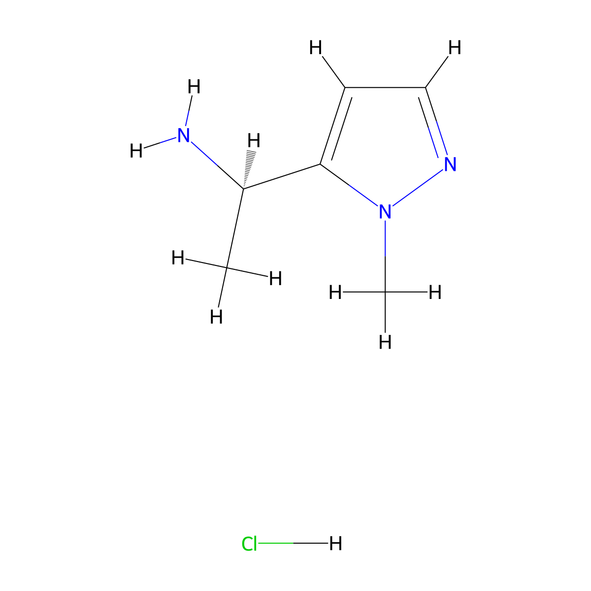 (R)-1-(1-Methyl-1H-pyrazol-5-yl)ethan-1-amine hydrochloride molecular structure, CAS 2305184-95-4