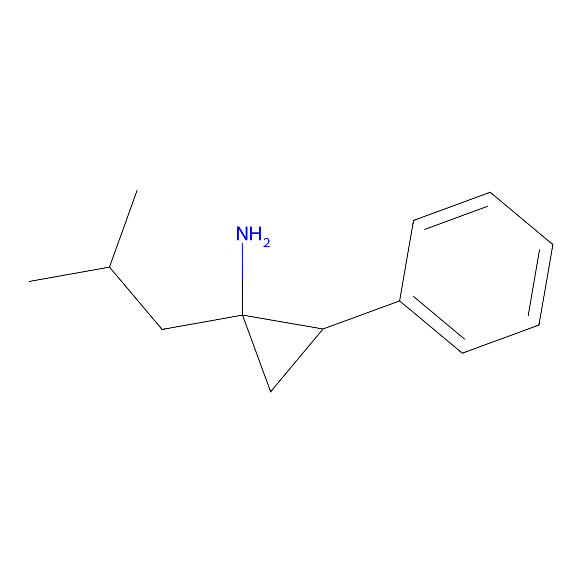 rac-(1R,2S)-1-(2-methylpropyl)-2-phenylcyclopropan-1-amine molecular structure, CAS 2305185-00-4