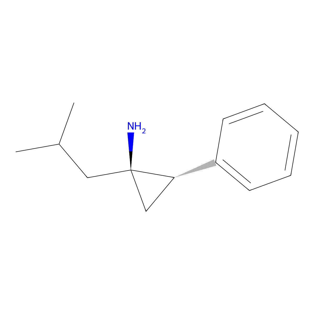 rac-(1R,2S)-1-(2-methylpropyl)-2-phenylcyclopropan-1-amine molecular structure, CAS 2305185-00-4