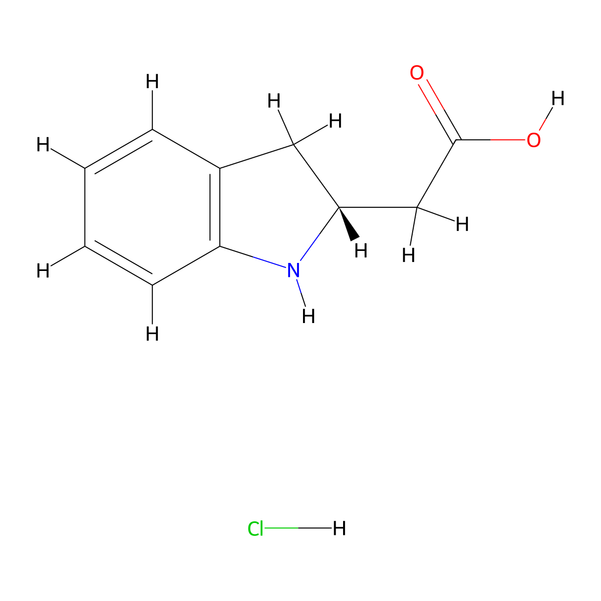 2-[(2R)-2,3-dihydro-1H-indol-2-yl]aceticacidhydrochloride molecular structure, CAS 2305185-16-2