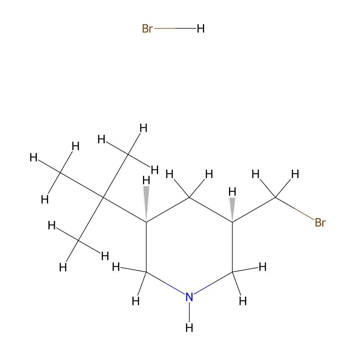 (3R,5R)-3-(Bromomethyl)-5-tert-butylpiperidine;hydrobromide molecular structure, CAS 2305185-28-6