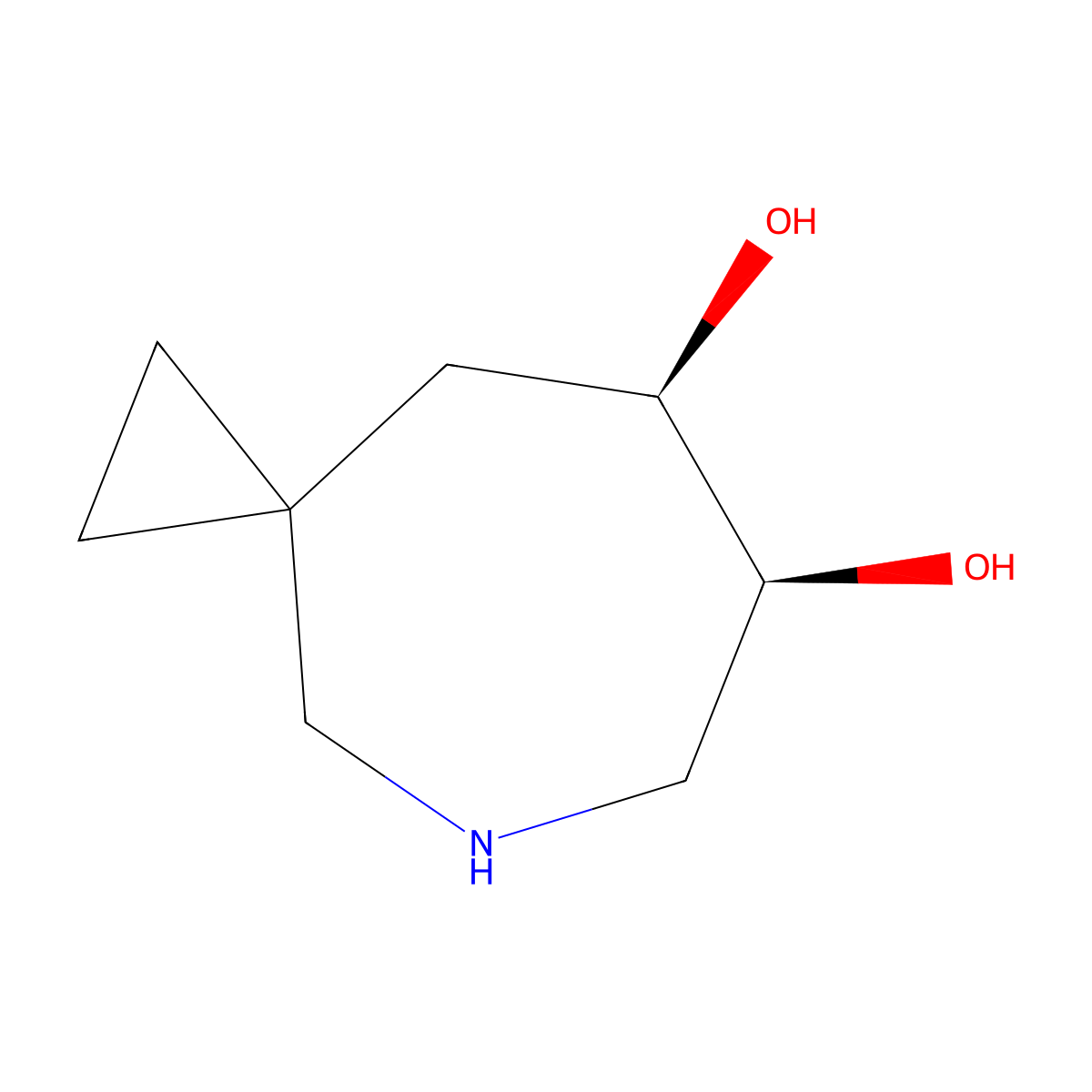 rac-(7R,8S)-5-azaspiro[2.6]nonane-7,8-diol molecular structure, CAS 2305185-29-7