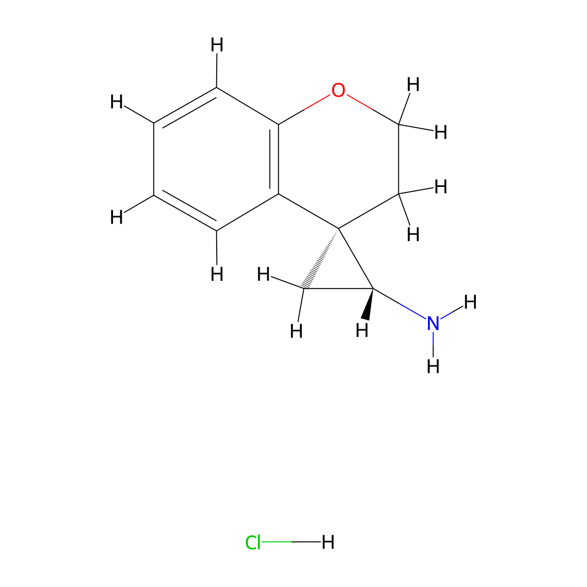 rac-(3'R,4R)-2,3-dihydrospiro[1-benzopyran-4,1'-cyclopropane]-3'-aminehydrochloride,trans molecular structure, CAS 2305202-69-9