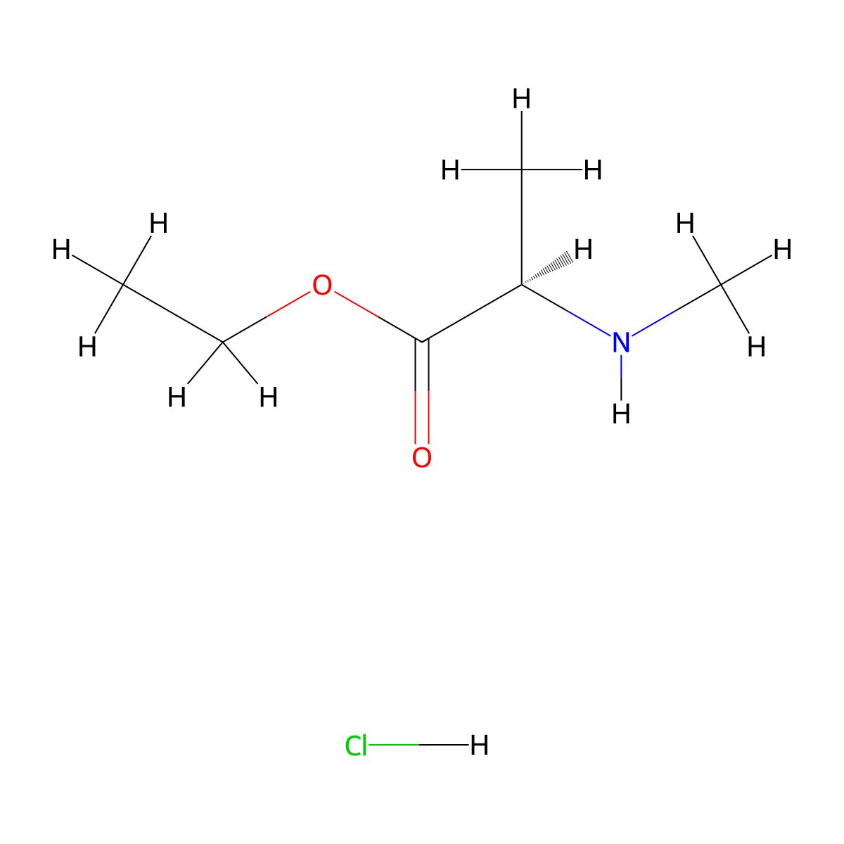ethyl (2R)-2-(methylamino)propanoate hydrochloride molecular structure, CAS 2305202-74-6