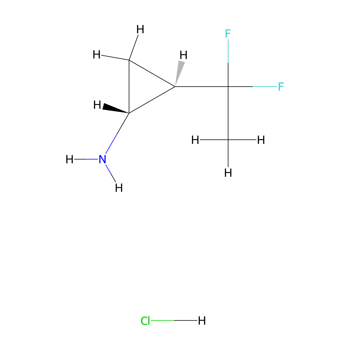 rac-(1R,2R)-2-(1,1-difluoroethyl)cyclopropan-1-amine hydrochloride molecular structure, CAS 2305202-86-0