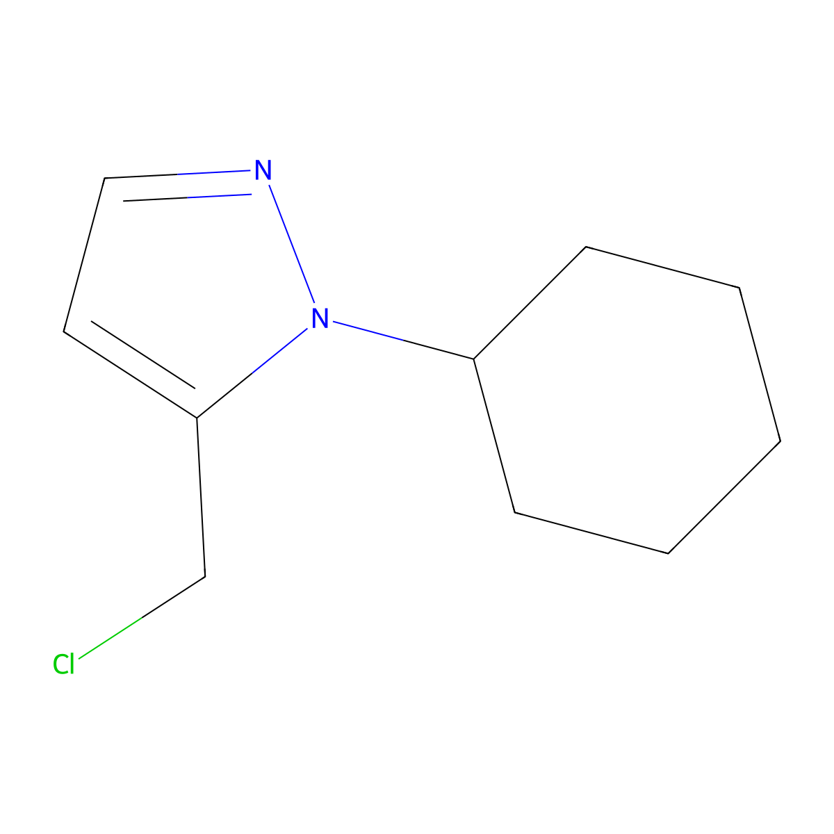 5-(chloromethyl)-1-cyclohexyl-1H-pyrazole molecular structure, CAS 2305251-56-1