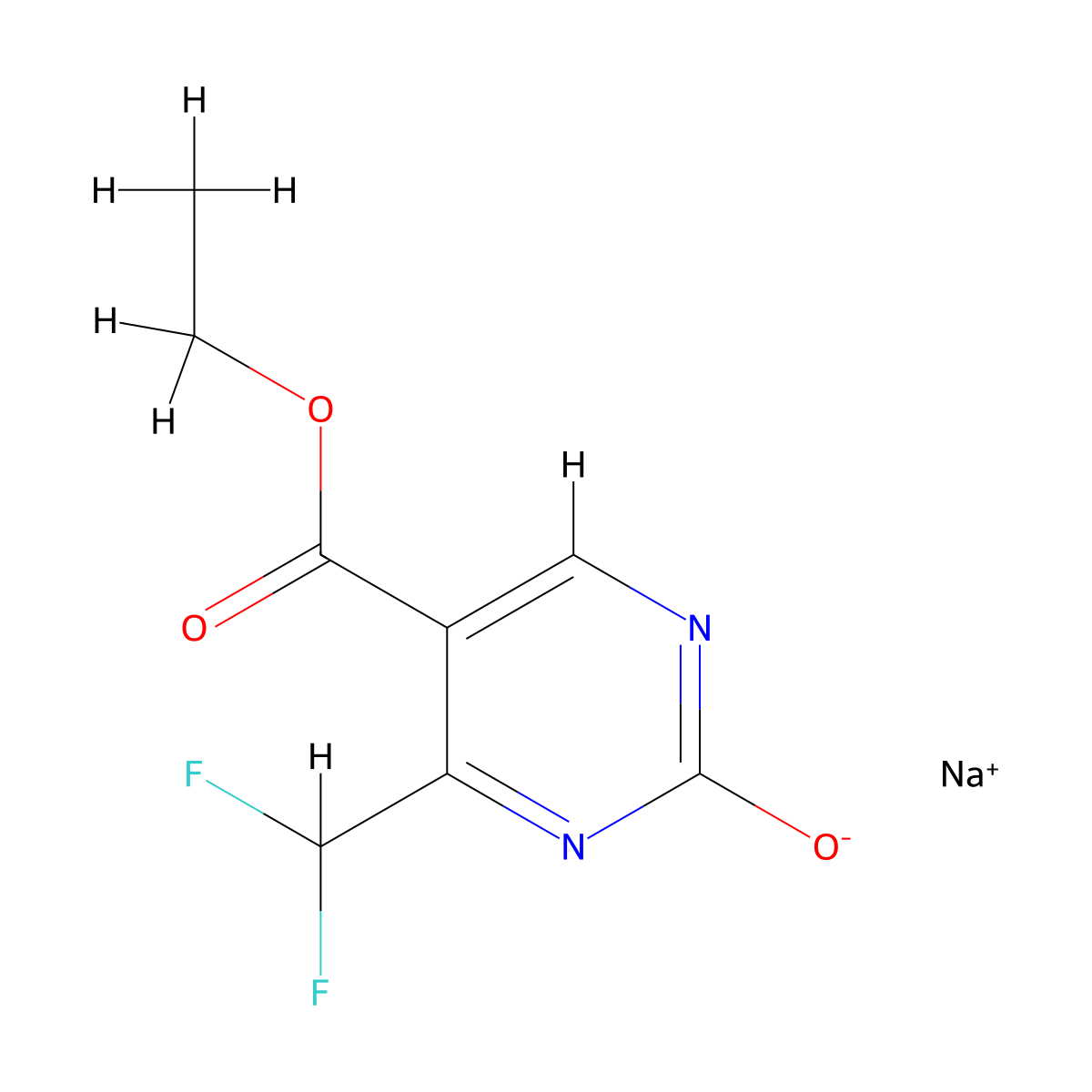 Sodium4-(difluoromethyl)-5-(ethoxycarbonyl)pyrimidin-2-olate molecular structure, CAS 2305251-58-3