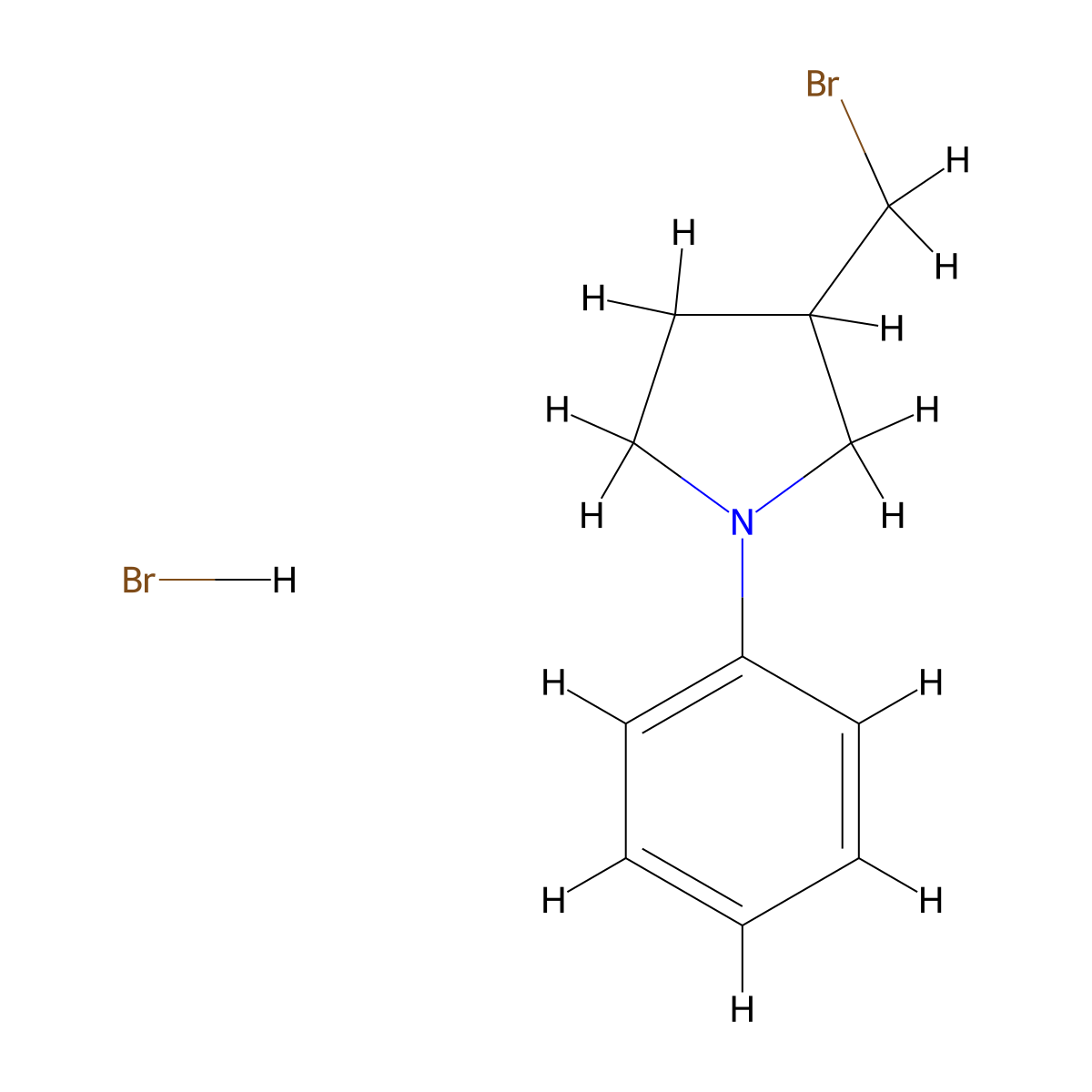 3-(Bromomethyl)-1-phenylpyrrolidine hydrobromide molecular structure, CAS 2305251-65-2