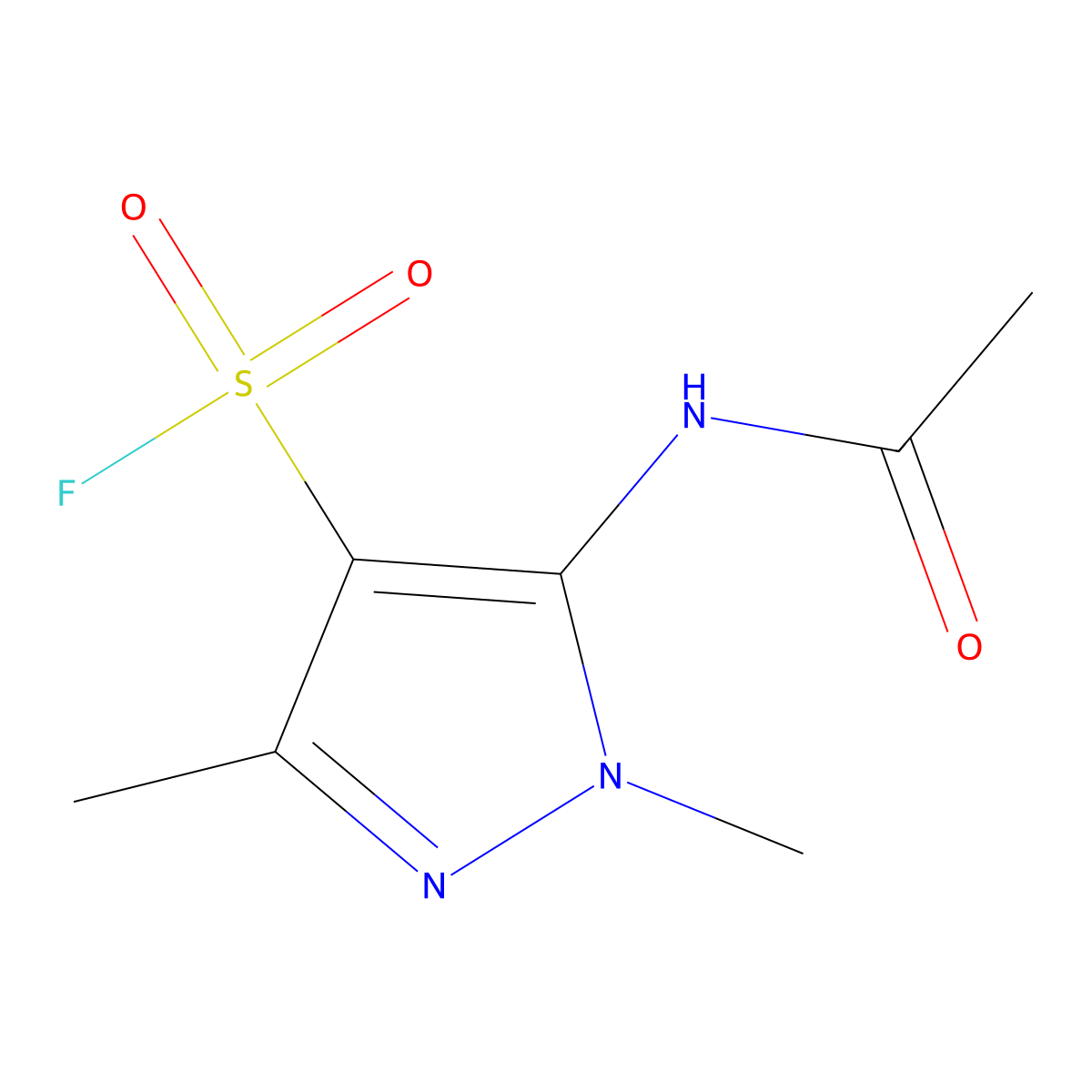 5-acetamido-1,3-dimethyl-1H-pyrazole-4-sulfonyl fluoride molecular structure, CAS 2305251-89-0