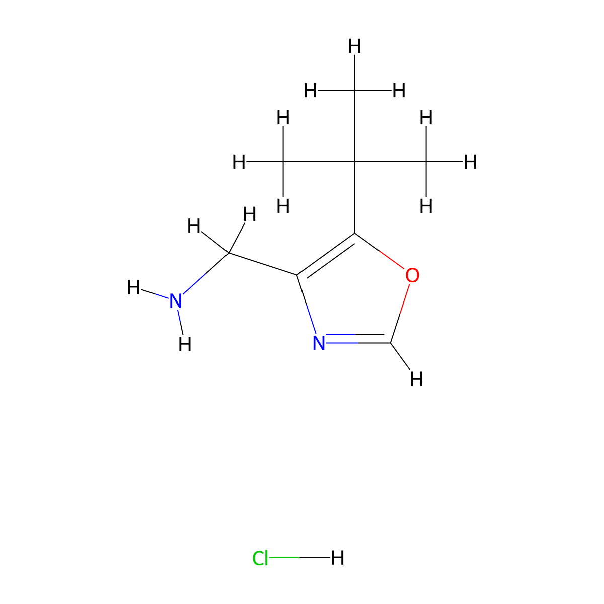 [5-(t-Butyl)oxazol-4-yl]methanamine hydrochloride molecular structure, CAS 2305252-01-9