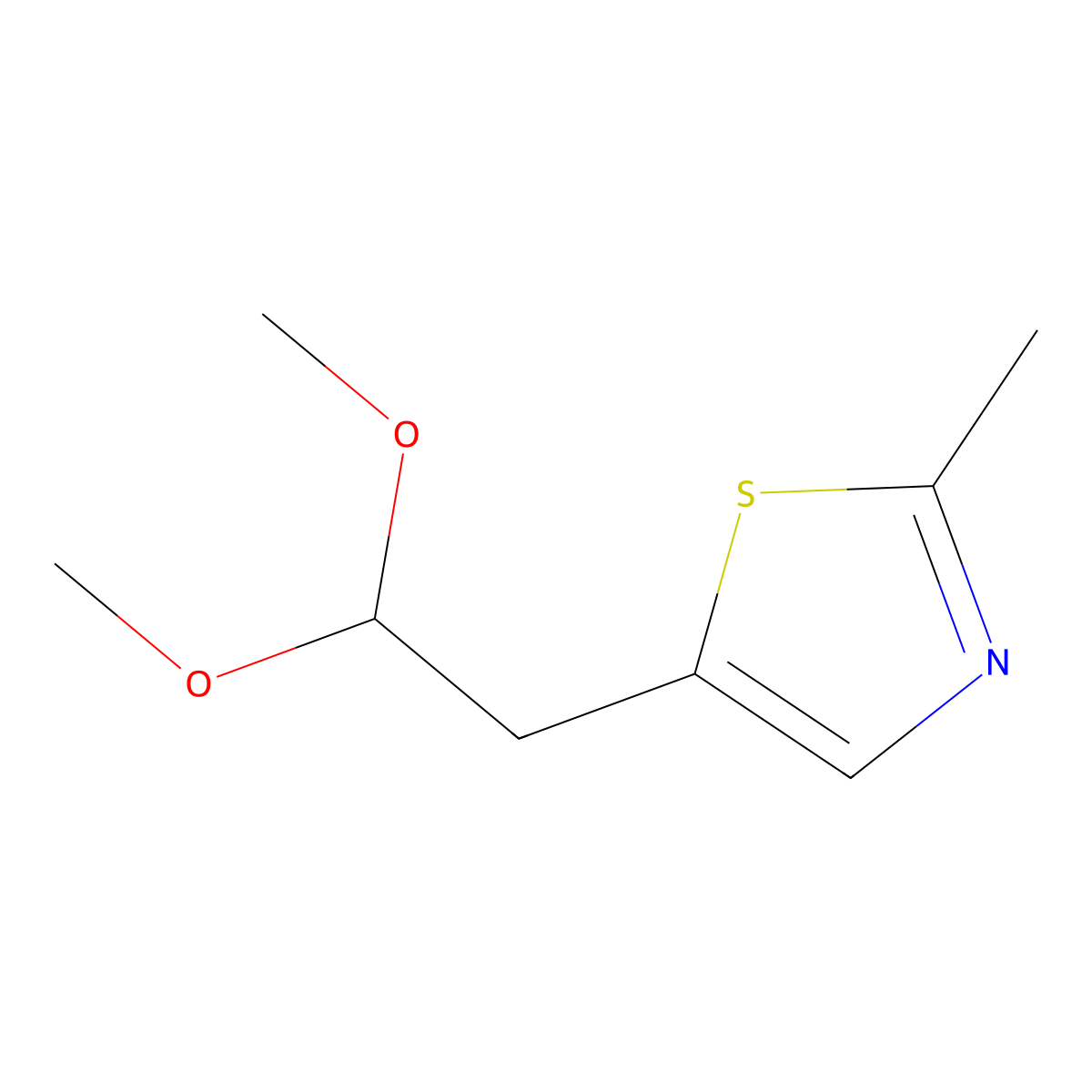 5-(2,2-Dimethoxyethyl)-2-methyl-1,3-thiazole molecular structure, CAS 2305252-03-1