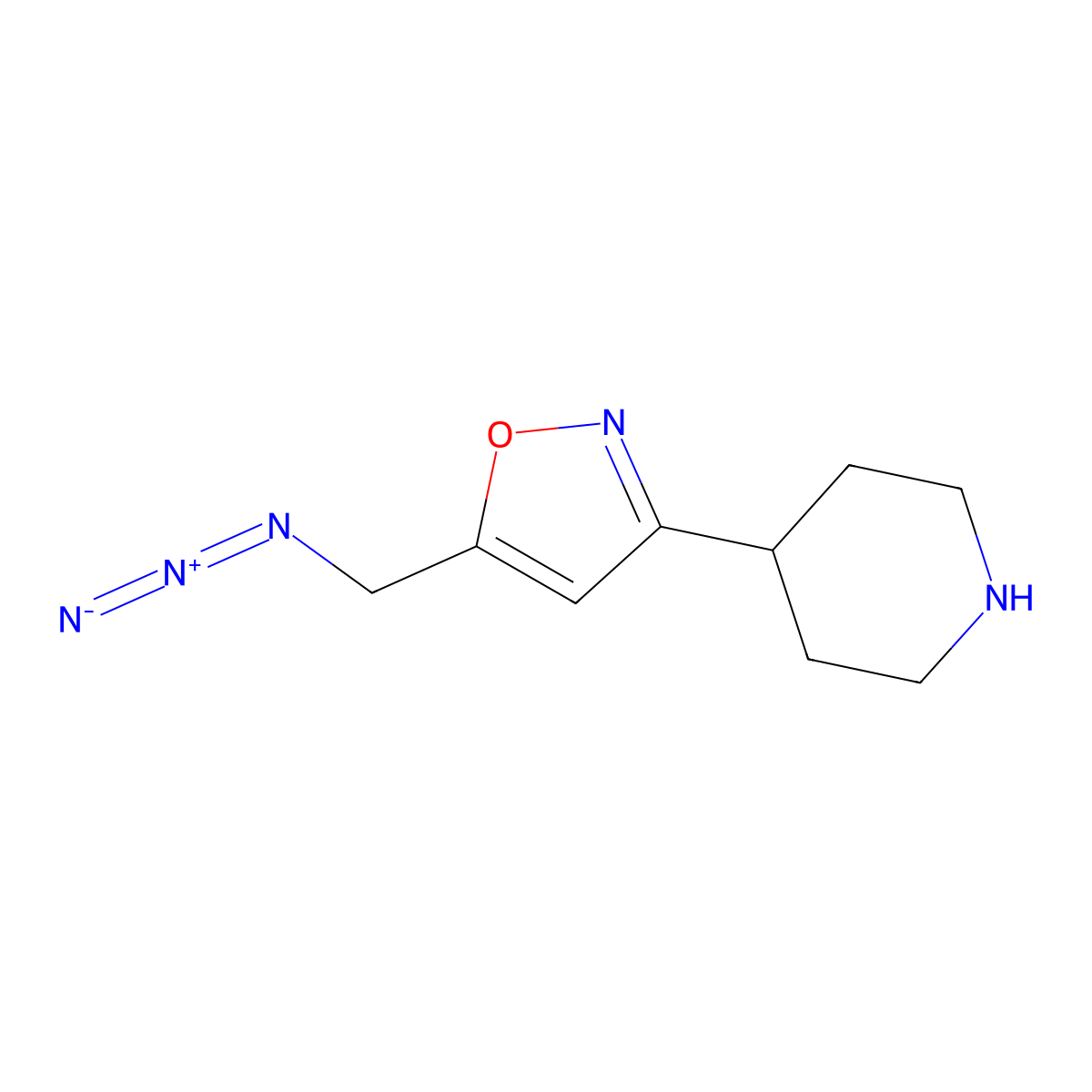 4-[5-(Azidomethyl)-1,2-oxazol-3-yl]piperidine molecular structure, CAS 2305252-14-4