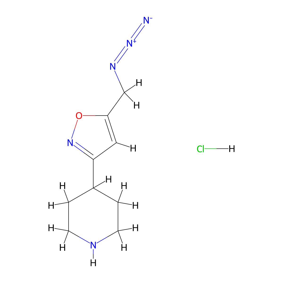 4-[5-(Azidomethyl)-1,2-oxazol-3-yl]piperidine hydrochloride molecular structure, CAS 2305252-15-5