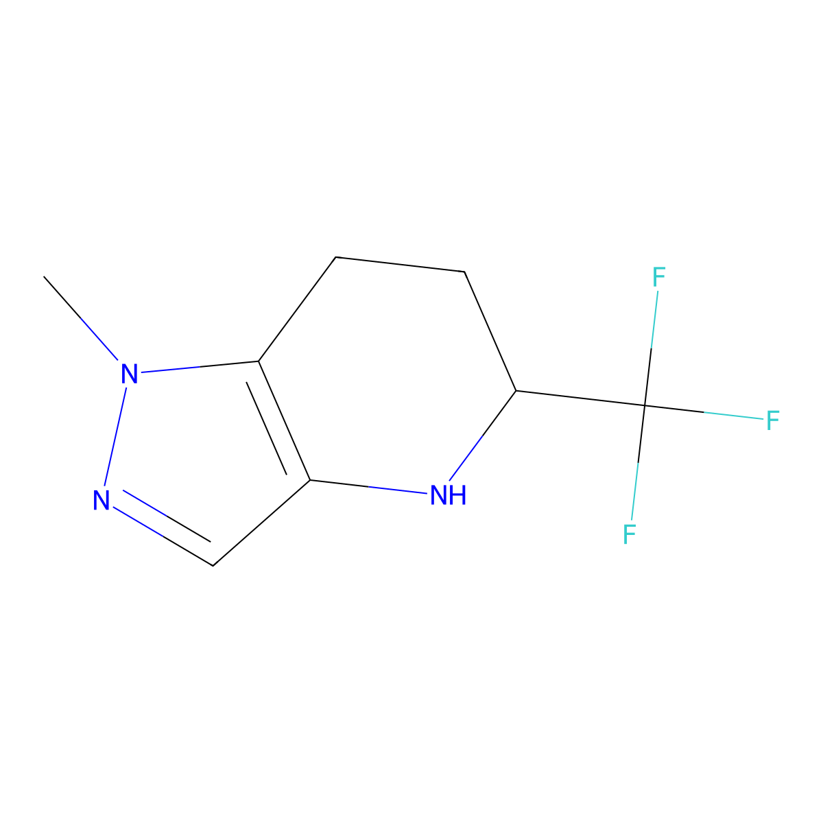 1-methyl-5-(trifluoromethyl)-1H,4H,5H,6H,7H-pyrazolo[4,3-b]pyridine molecular structure, CAS 2305252-19-9
