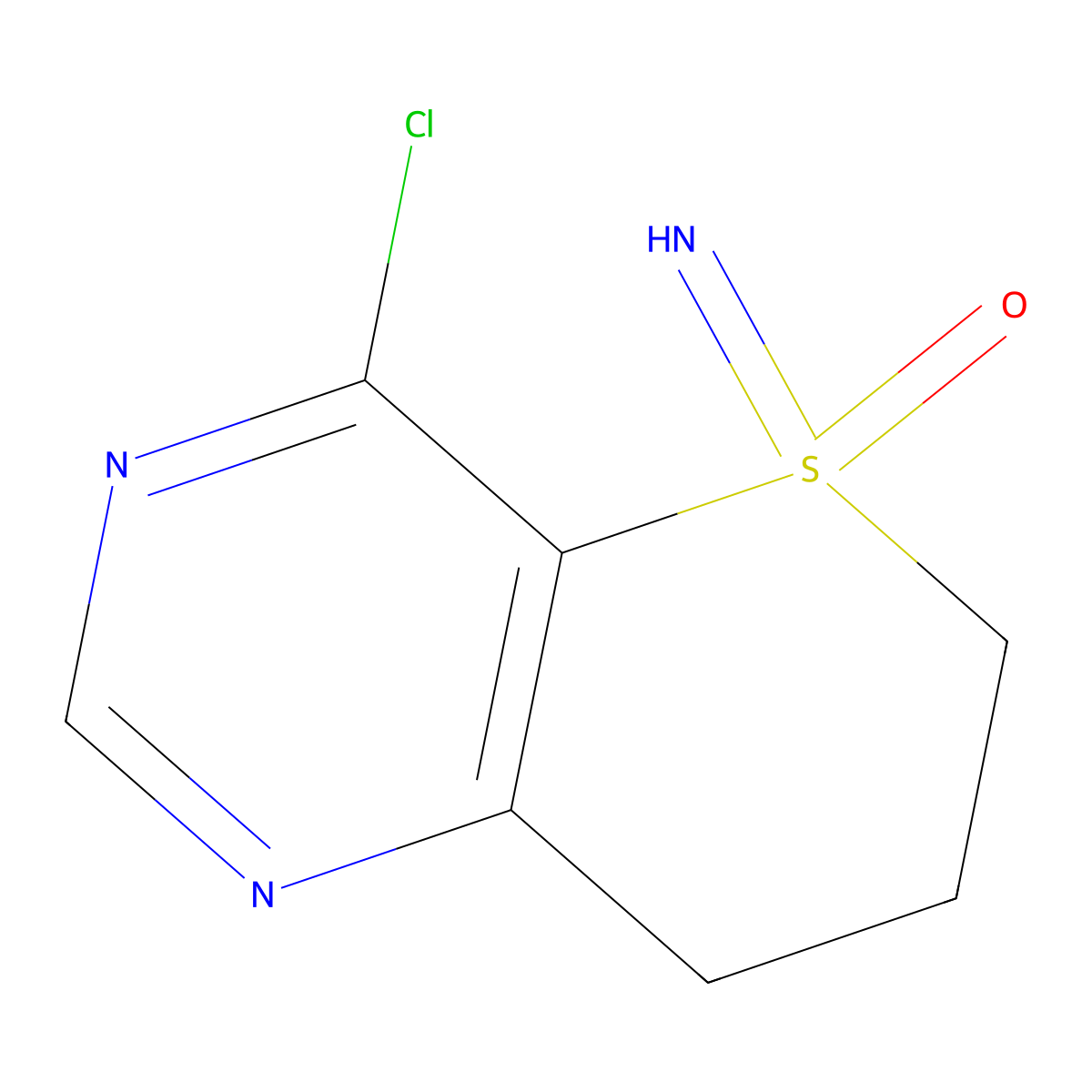 4-chloro-5-imino-6H,7H,8H-5lambda6-thiopyrano[3,2-d]pyrimidin-5-one molecular structure, CAS 2305252-20-2