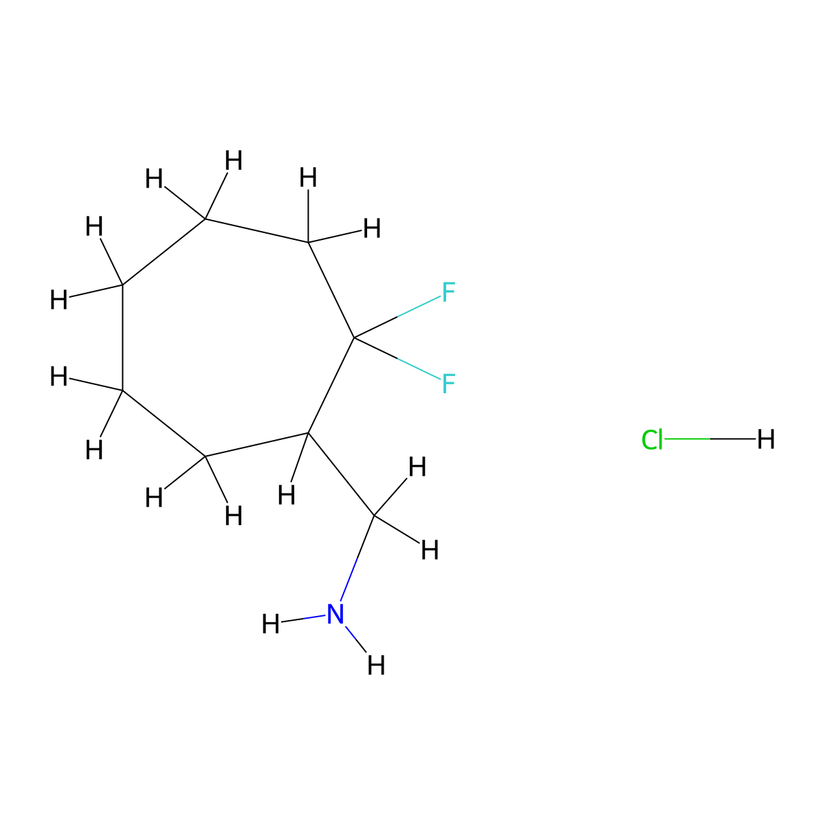 (2,2-Difluorocycloheptyl)methanamine hydrochloride molecular structure, CAS 2305252-21-3