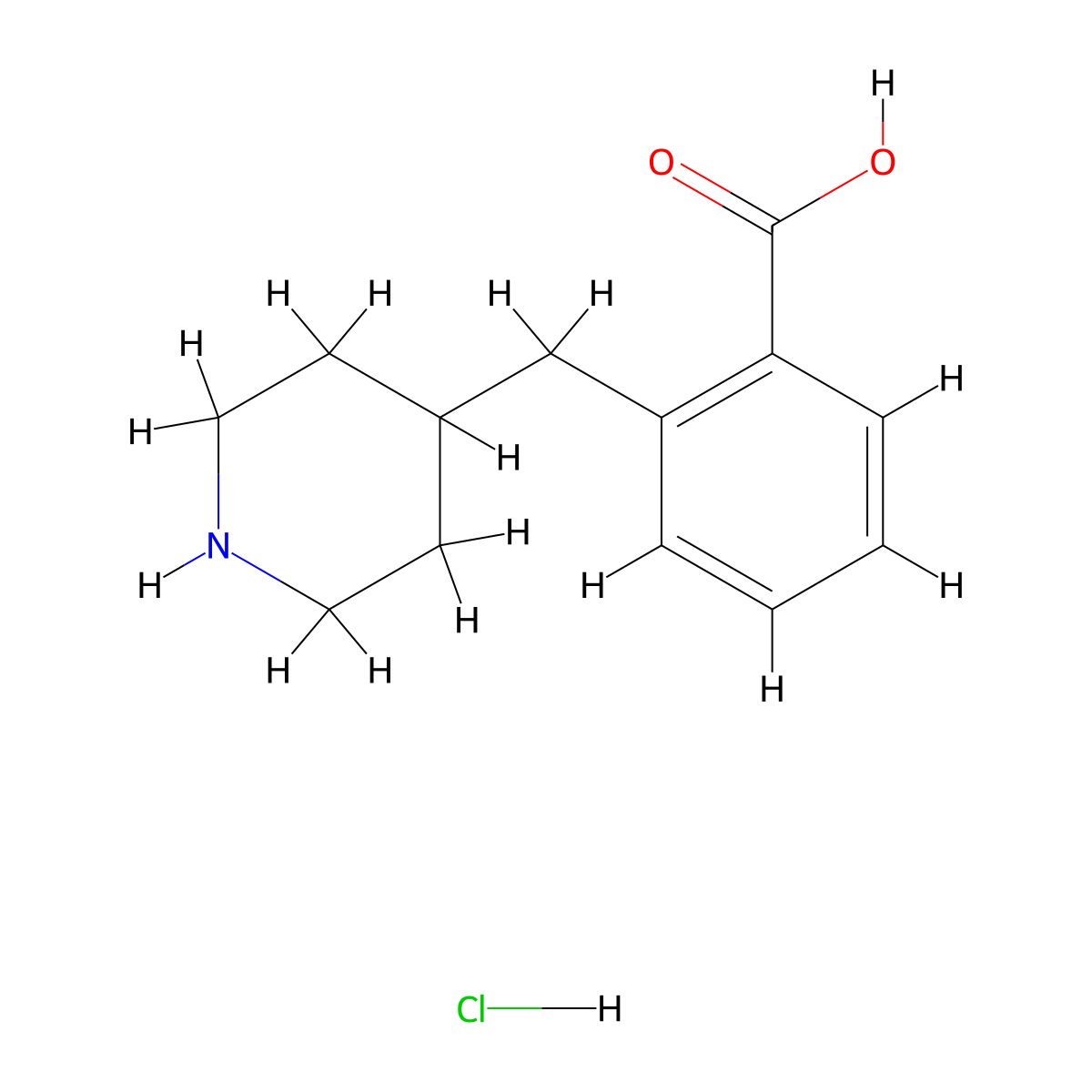 2-[(Piperidin-4-yl)methyl]benzoic acid hydrochloride molecular structure, CAS 2305252-43-9