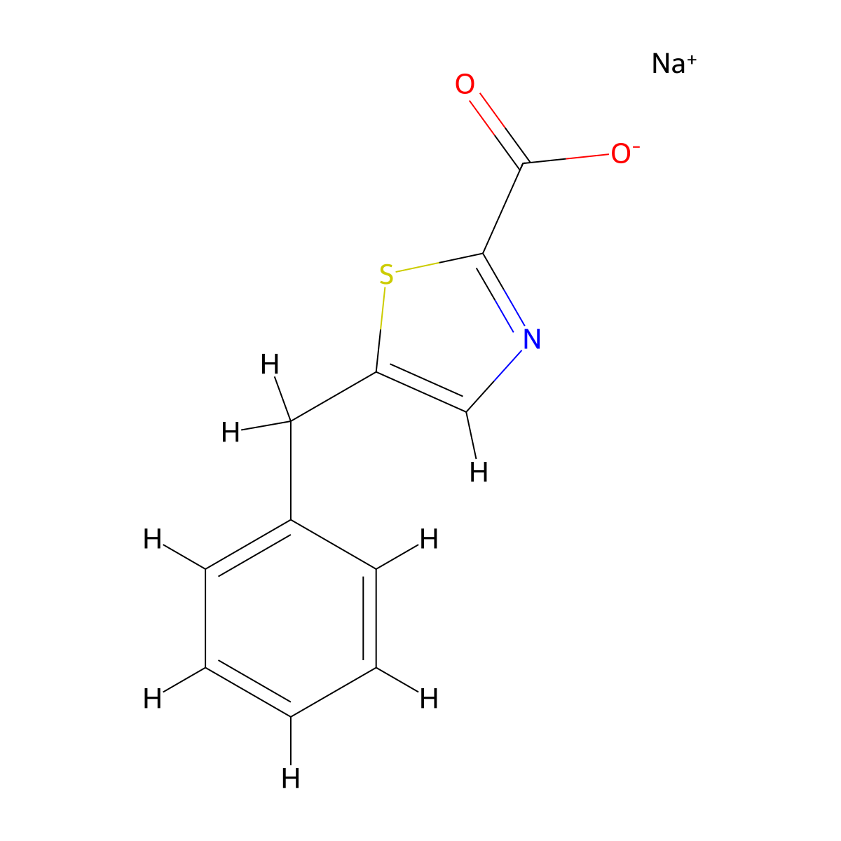 Sodium 5-benzyl-1,3-thiazole-2-carboxylate molecular structure, CAS 2305252-53-1