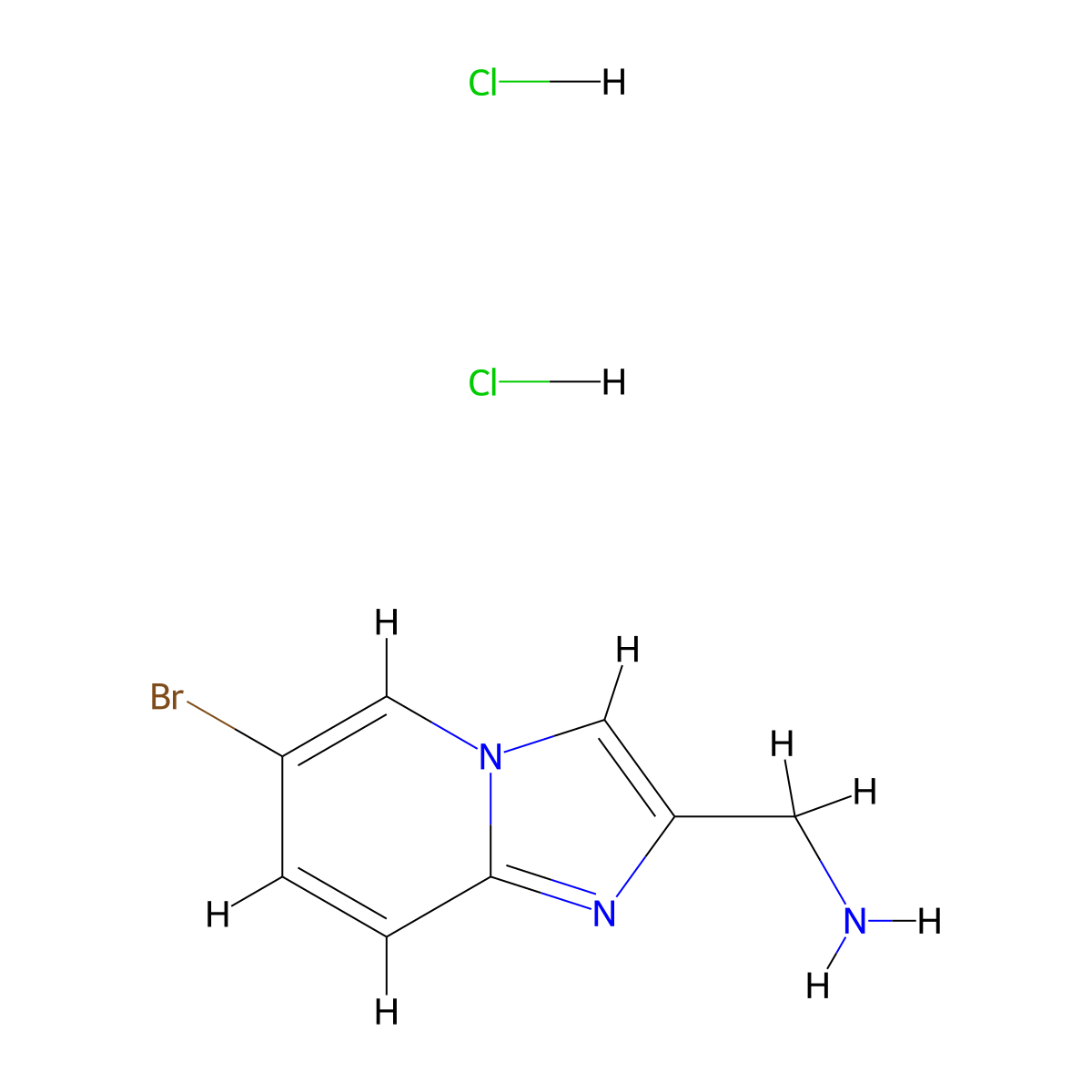 (6-Bromoimidazo(1,2-a)pyridin-2-yl)methanamine dihydrochloride molecular structure, CAS 2305252-70-2