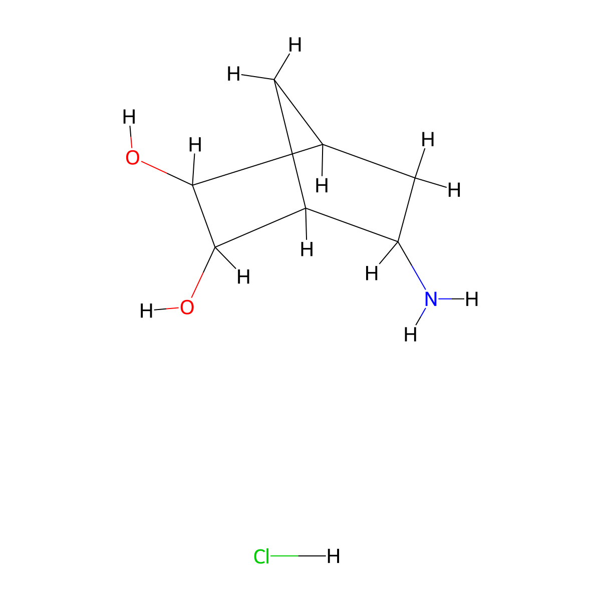 5-Aminobicyclo[2.2.1]heptane-2,3-diol hydrochloride molecular structure, CAS 2305252-75-7