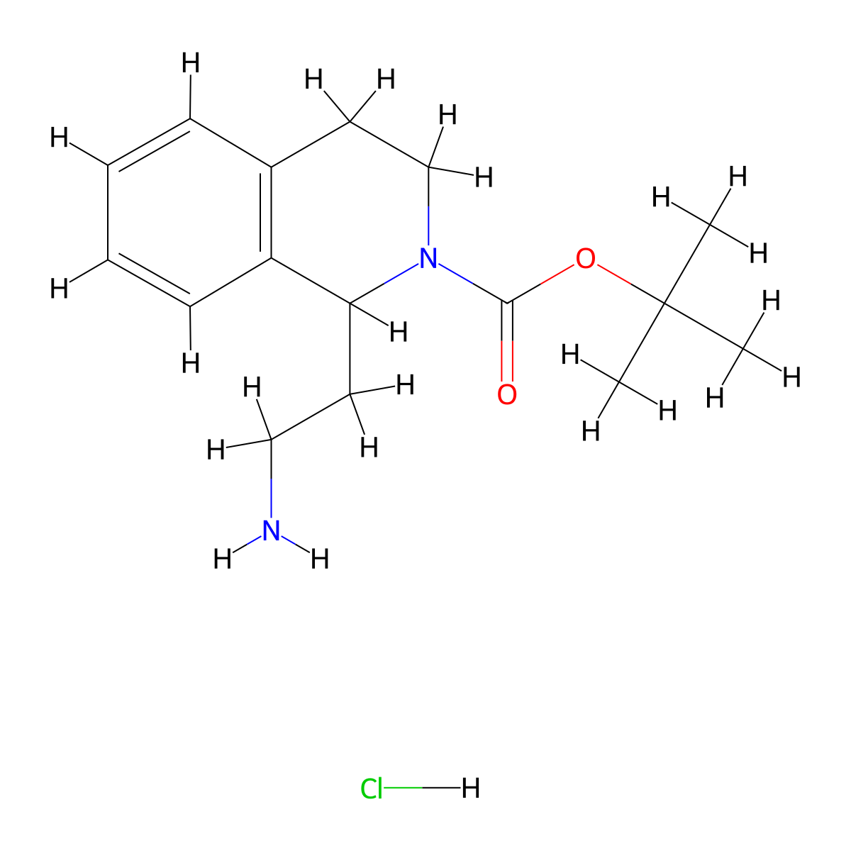 Tert-butyl 1-(2-aminoethyl)-1,2,3,4-tetrahydroisoquinoline-2-carboxylate hydrochloride molecular structure, CAS 2305252-78-0