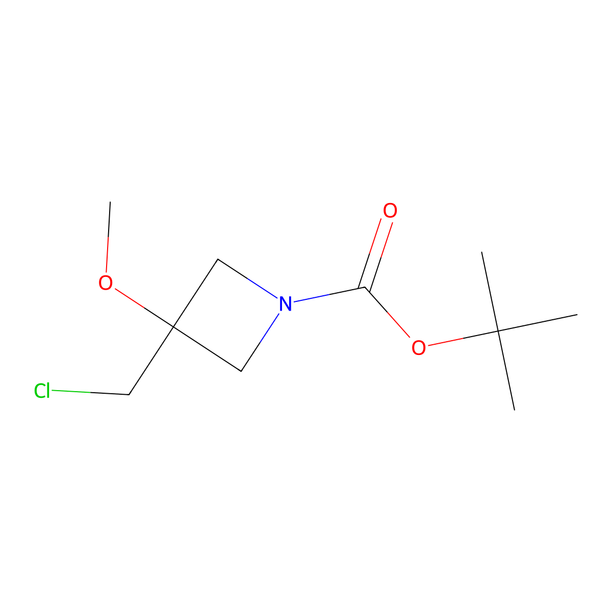 Tert-butyl 3-(chloromethyl)-3-methoxyazetidine-1-carboxylate molecular structure, CAS 2305252-83-7