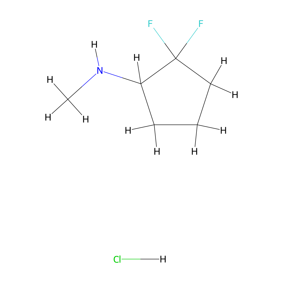 2,2-difluoro-N-methylcyclopentan-1-aminehydrochloride molecular structure, CAS 2305252-84-8
