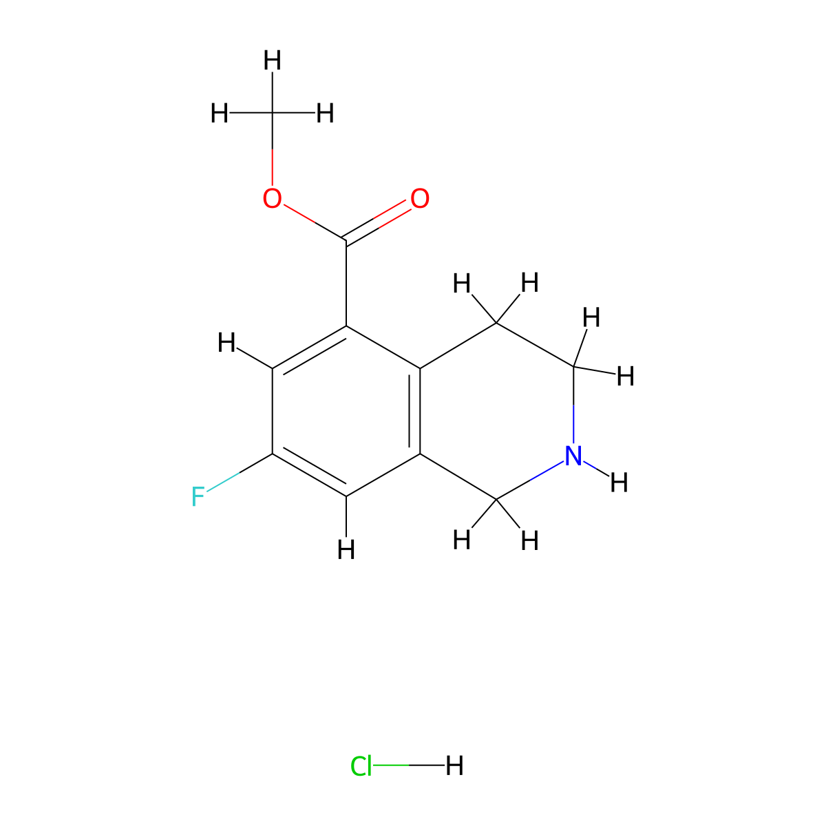 Methyl7-fluoro-1,2,3,4-tetrahydroisoquinoline-5-carboxylatehydrochloride molecular structure, CAS 2305252-86-0
