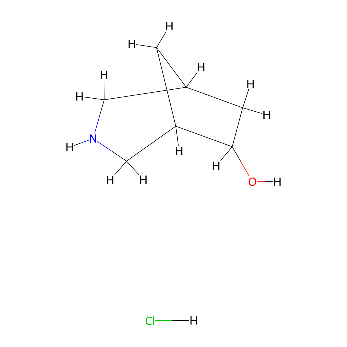 3-Azabicyclo[3.2.1]octan-6-ol hydrochloride molecular structure, CAS 2305252-97-3
