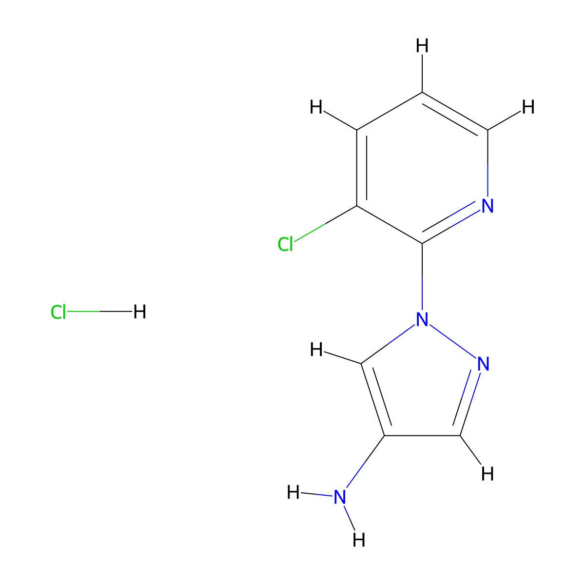 1-(3-chloropyridin-2-yl)-1H-pyrazol-4-amine hydrochloride molecular structure, CAS 2305253-01-2
